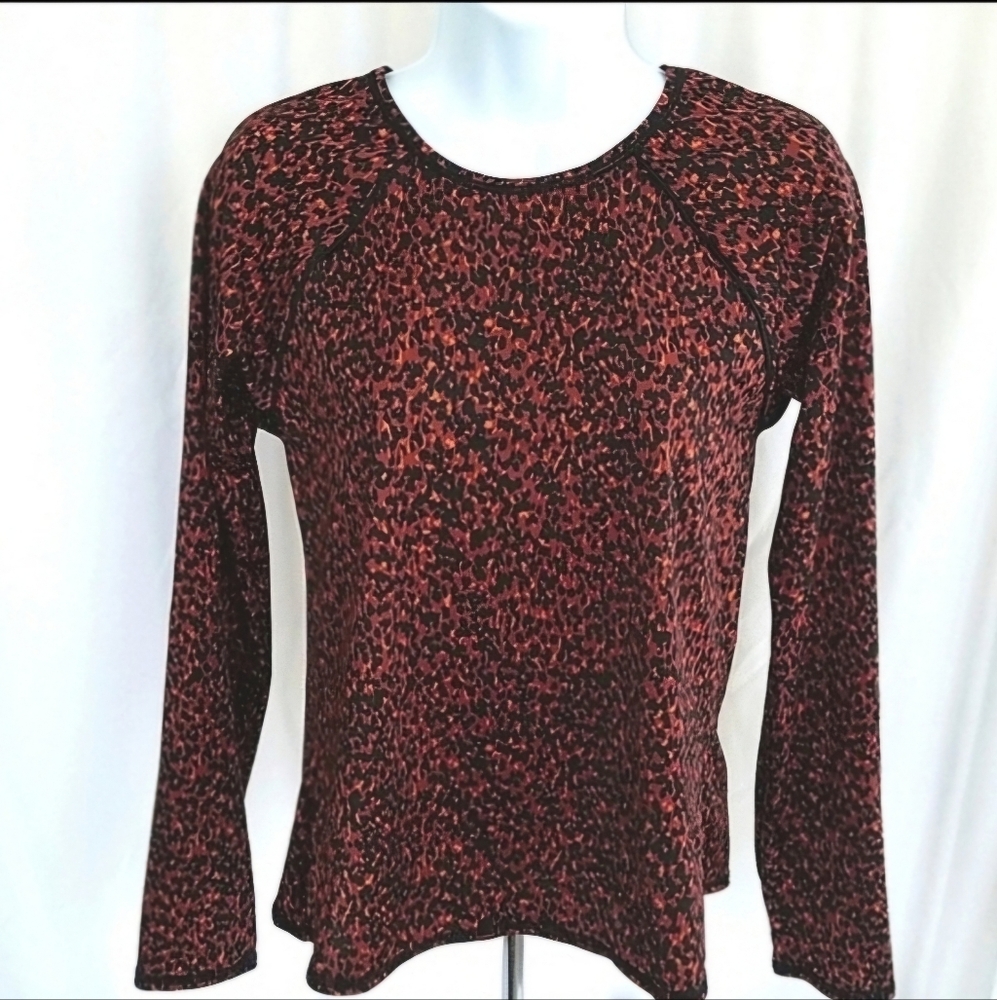 All in Motion Long Sleeve Crew Neck Rash Guard UPF 50+ Black Brown Size Large